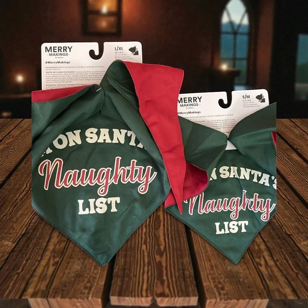 Merry Makings Pet Bandana Naughty Nice‎ List Holiday Dog Cat Apparel